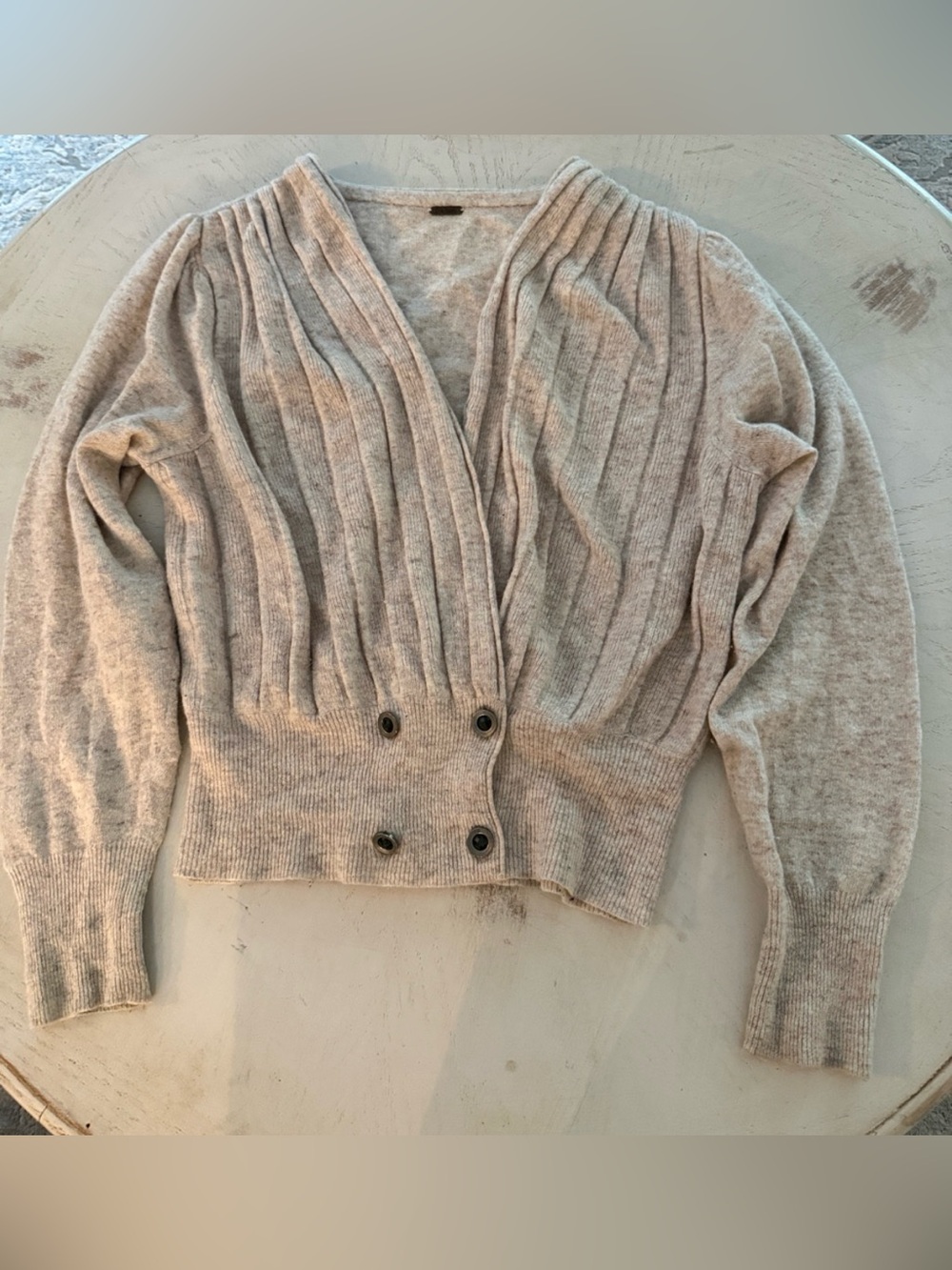 Free People 90’s Y2K vintage natural wool cardigan sweater size medium